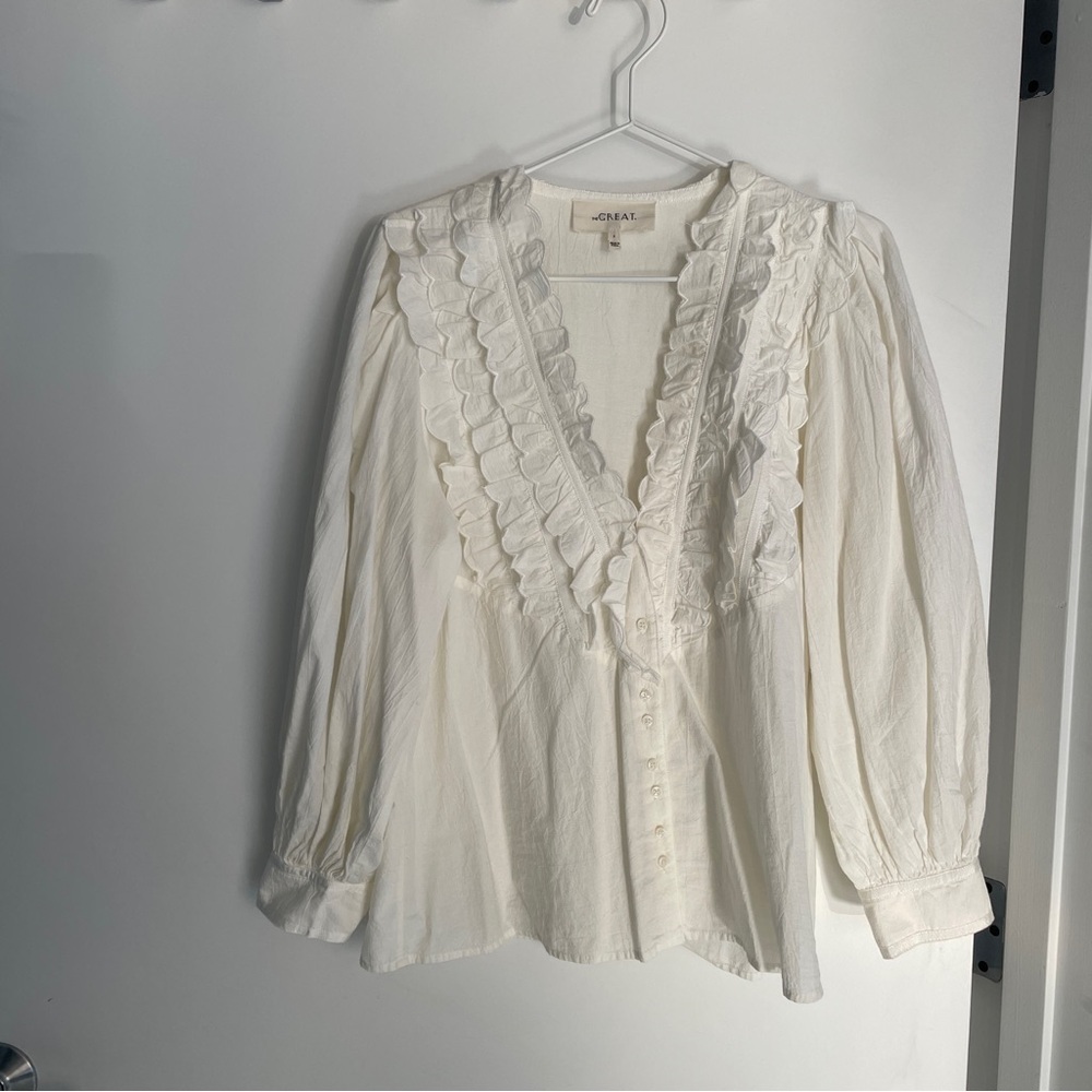 THE GREAT. V-Neck Blouse